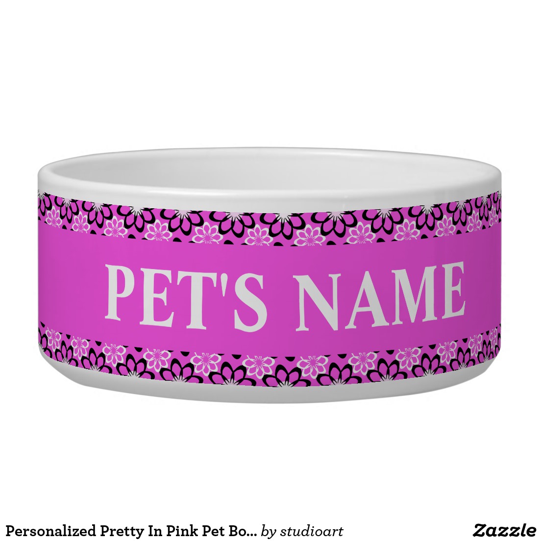 Pink personalized pet bowl