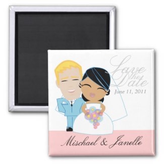 bride and groom wedding magnets